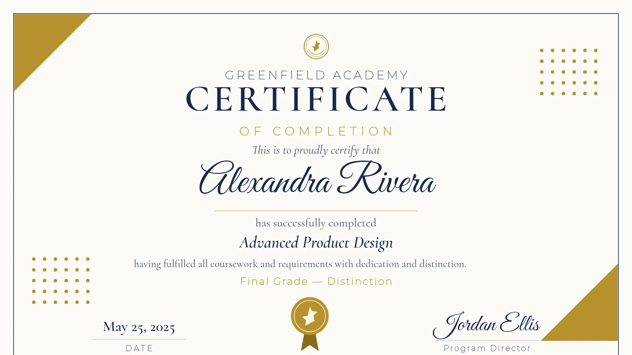 Certificate — Course Completion (Modern)