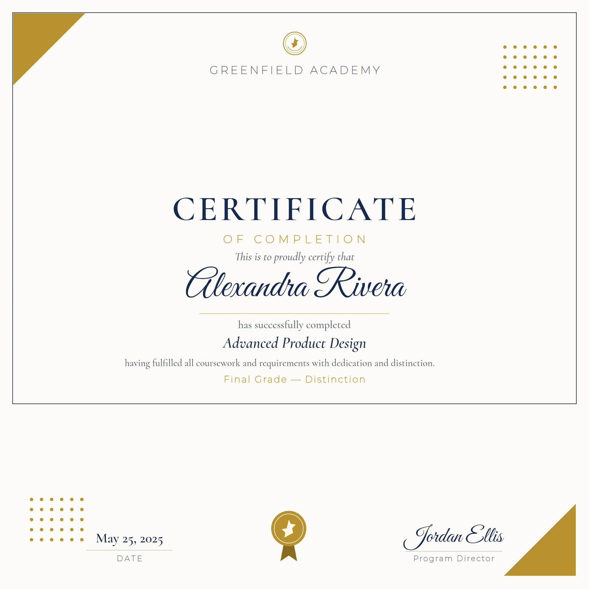 Certificate — Course Completion (Modern)