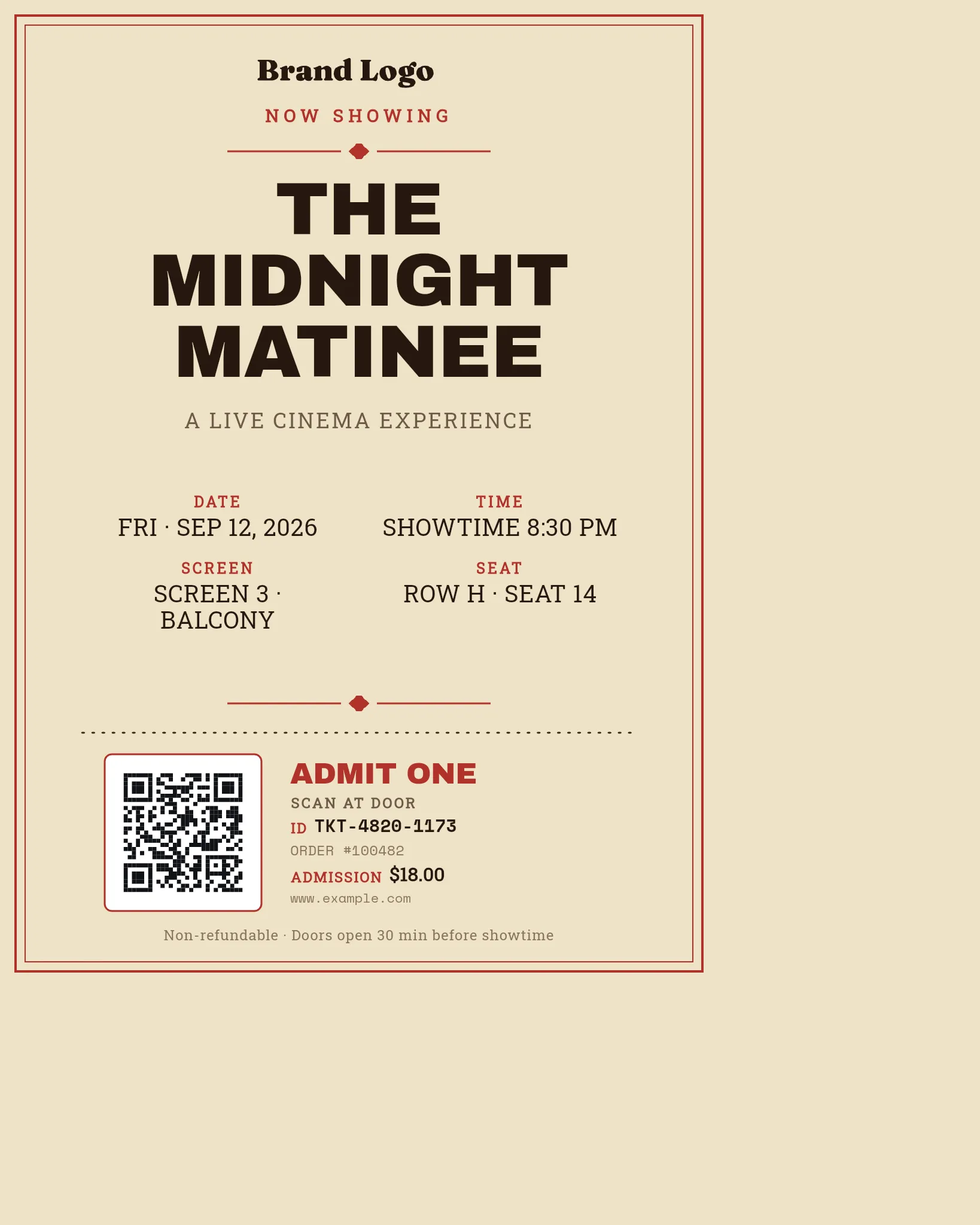 Event Ticket — Vintage Matinee Stub