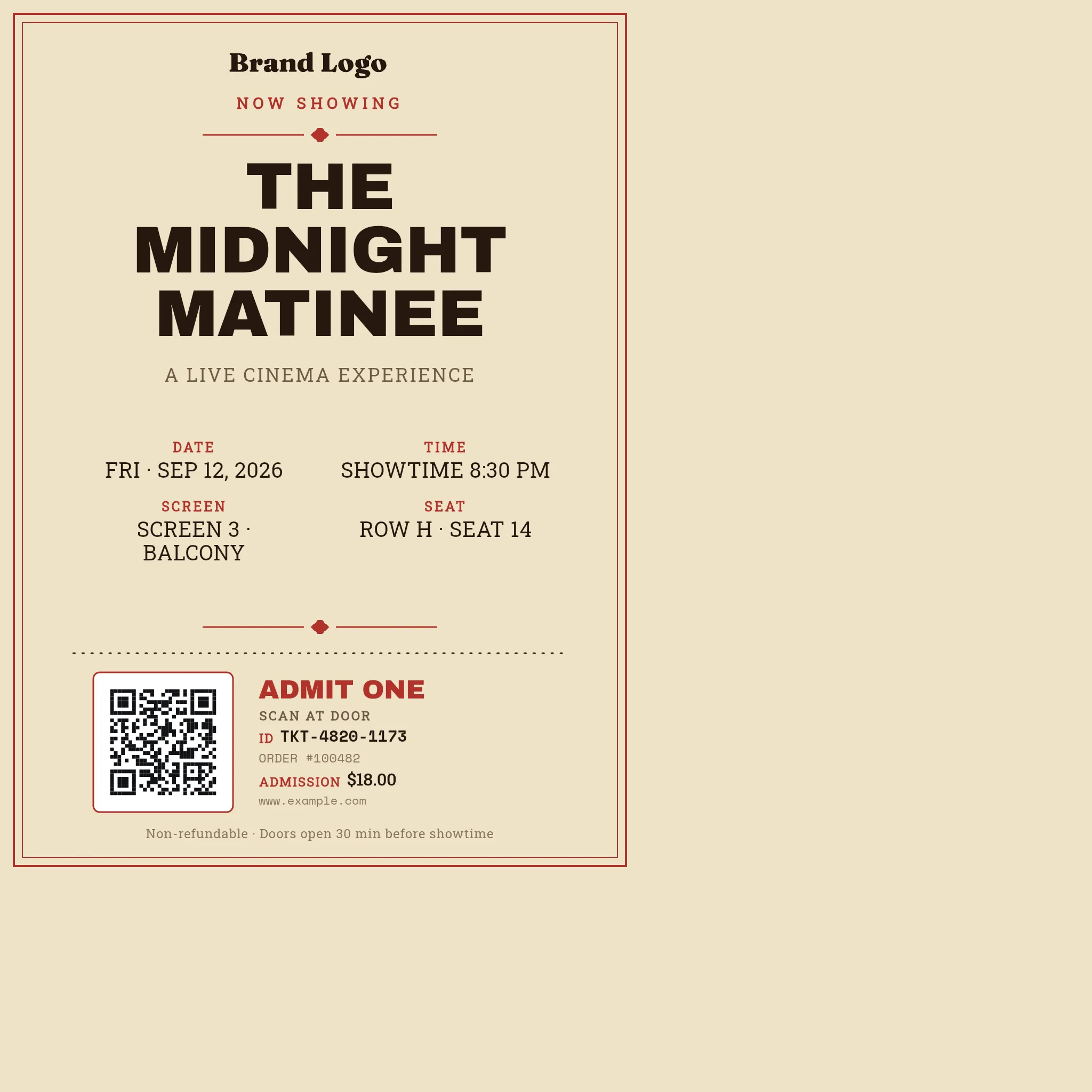 Event Ticket — Vintage Matinee Stub