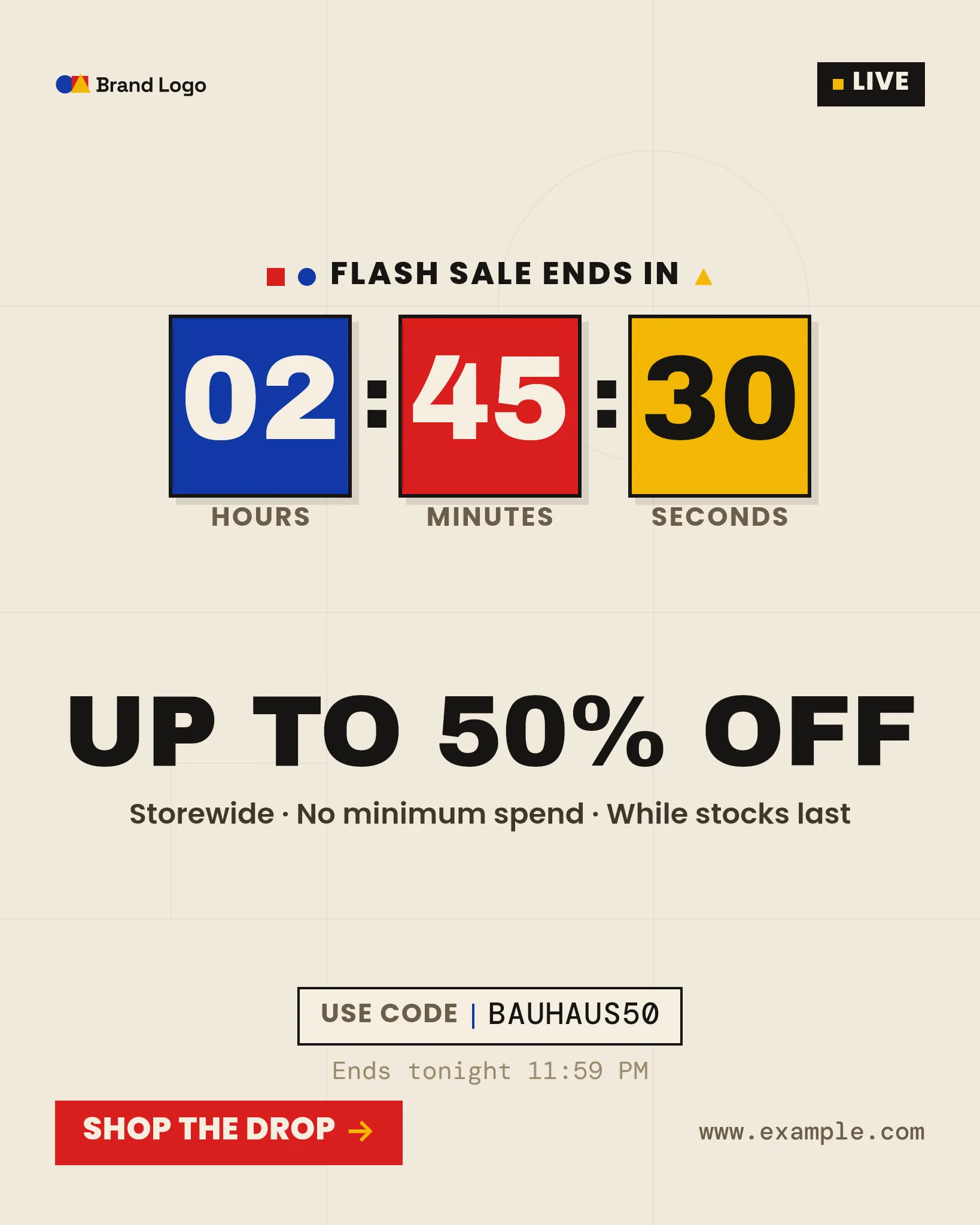 Ecommerce — Bauhaus Block Flash-Sale Countdown