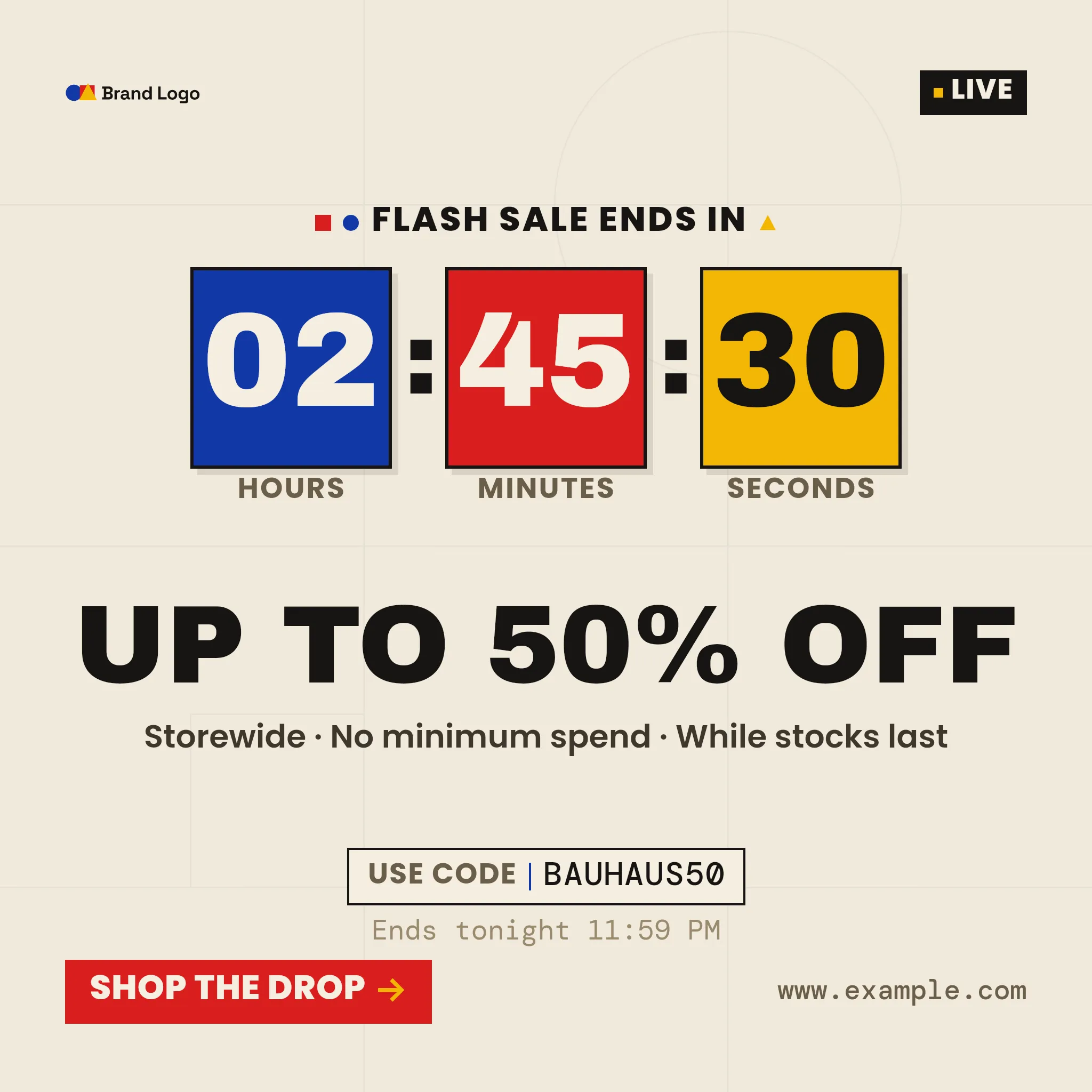 Ecommerce — Bauhaus Block Flash-Sale Countdown