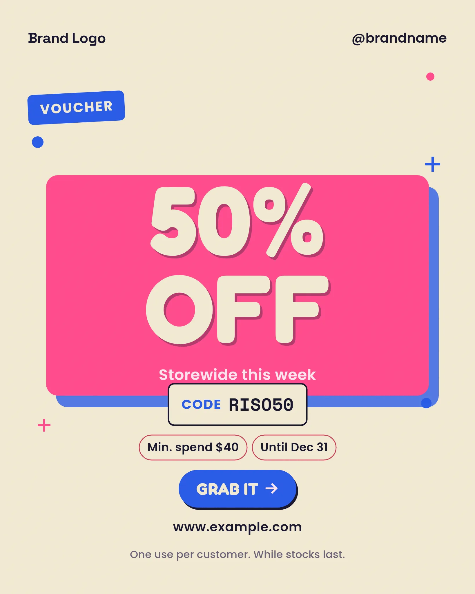 Ecommerce — Voucher / Freeship Banner (Risograph Memo)