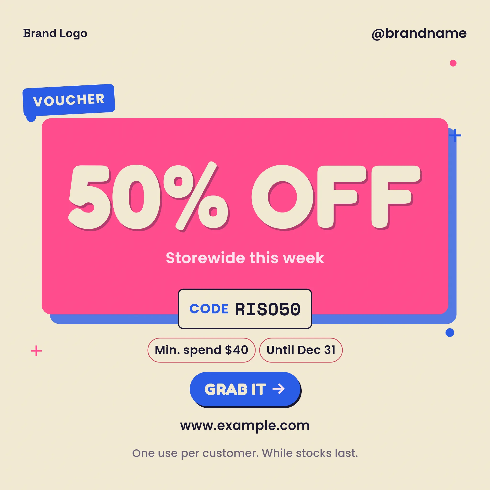 Ecommerce — Voucher / Freeship Banner (Risograph Memo)