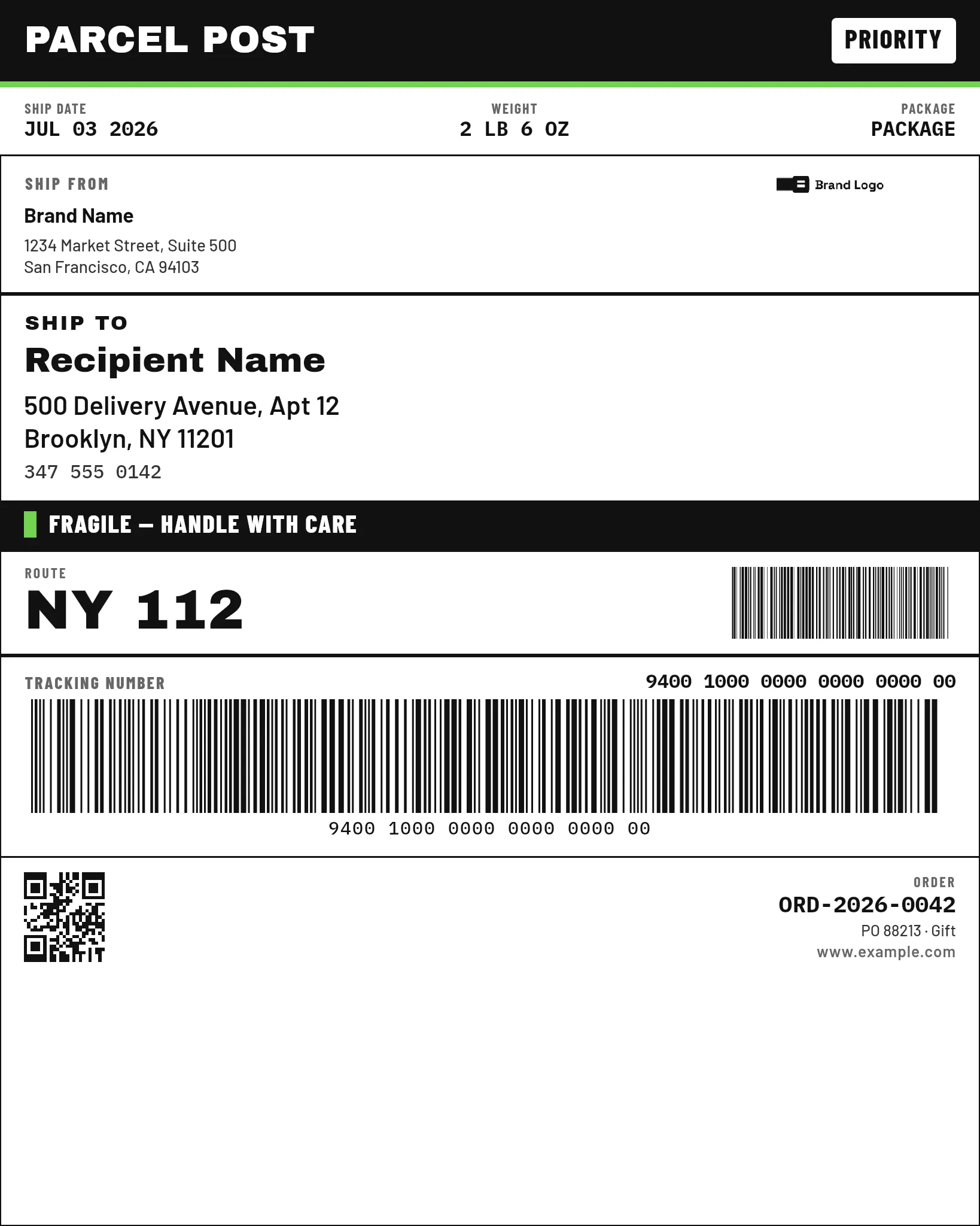 Shipping Label — Carrier-Grade Thermal