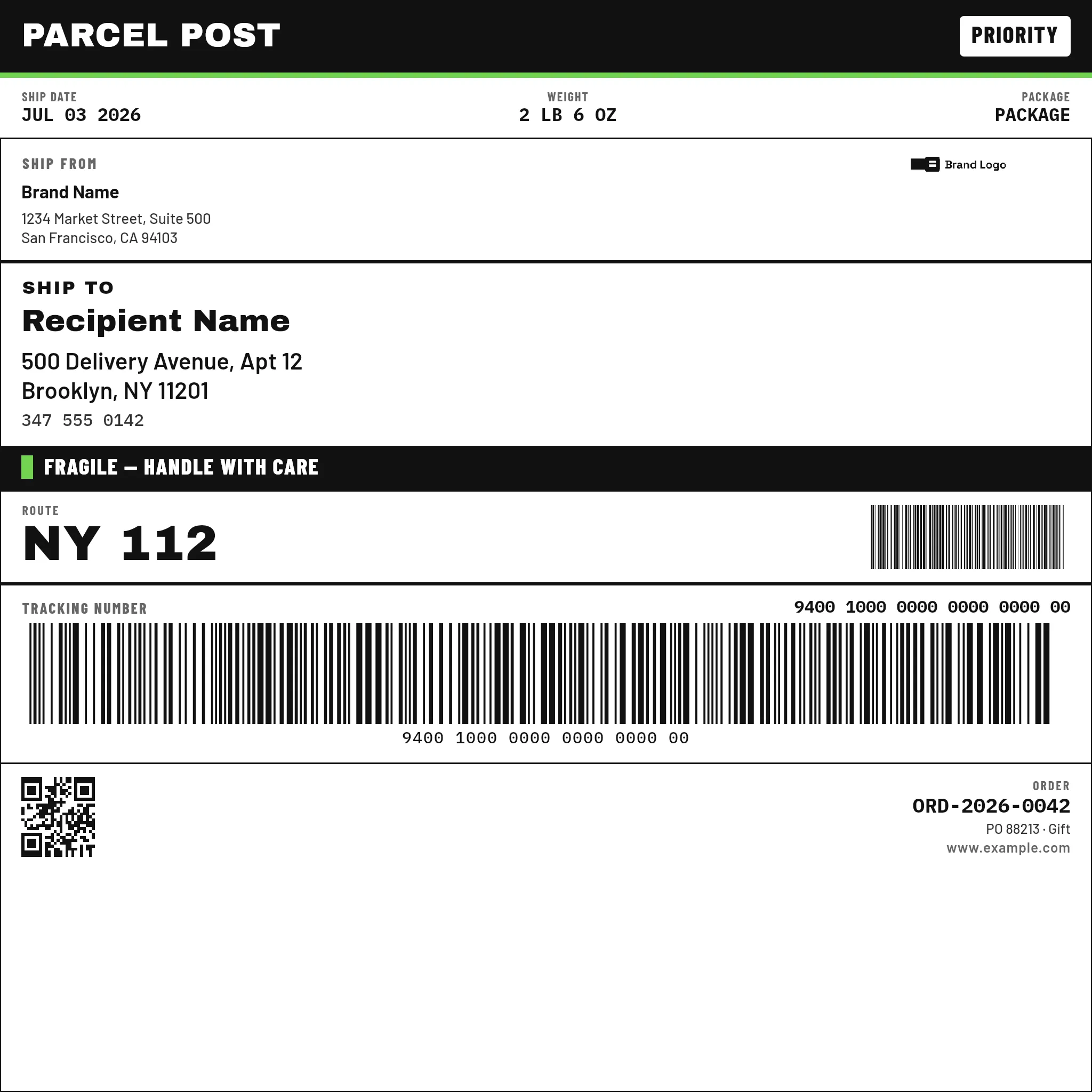 Shipping Label — Carrier-Grade Thermal