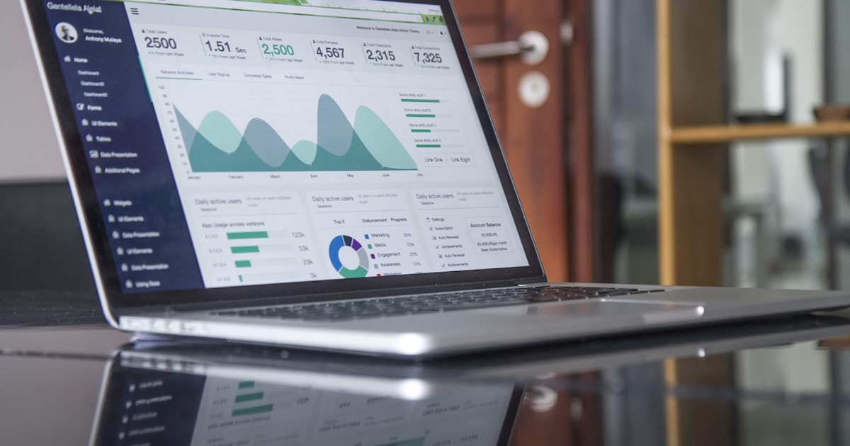 Rows of structured data on a laptop screen