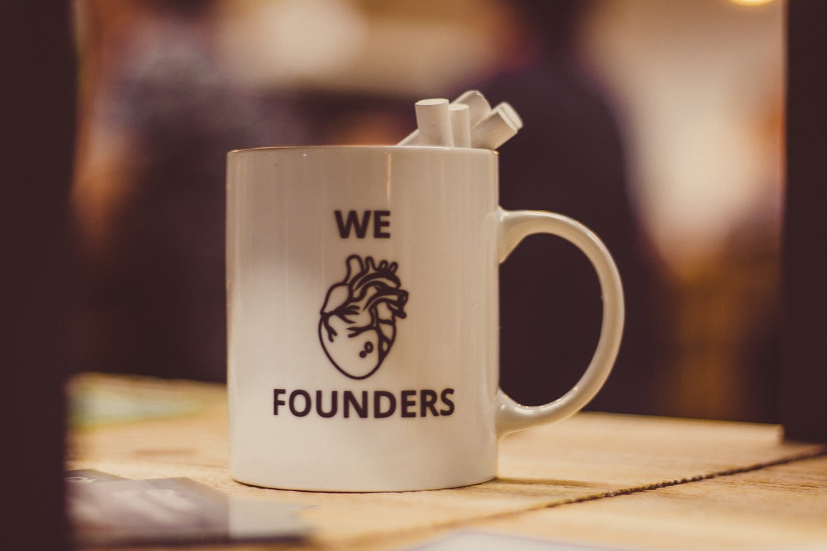 A branded founder mug — small brand moments compound